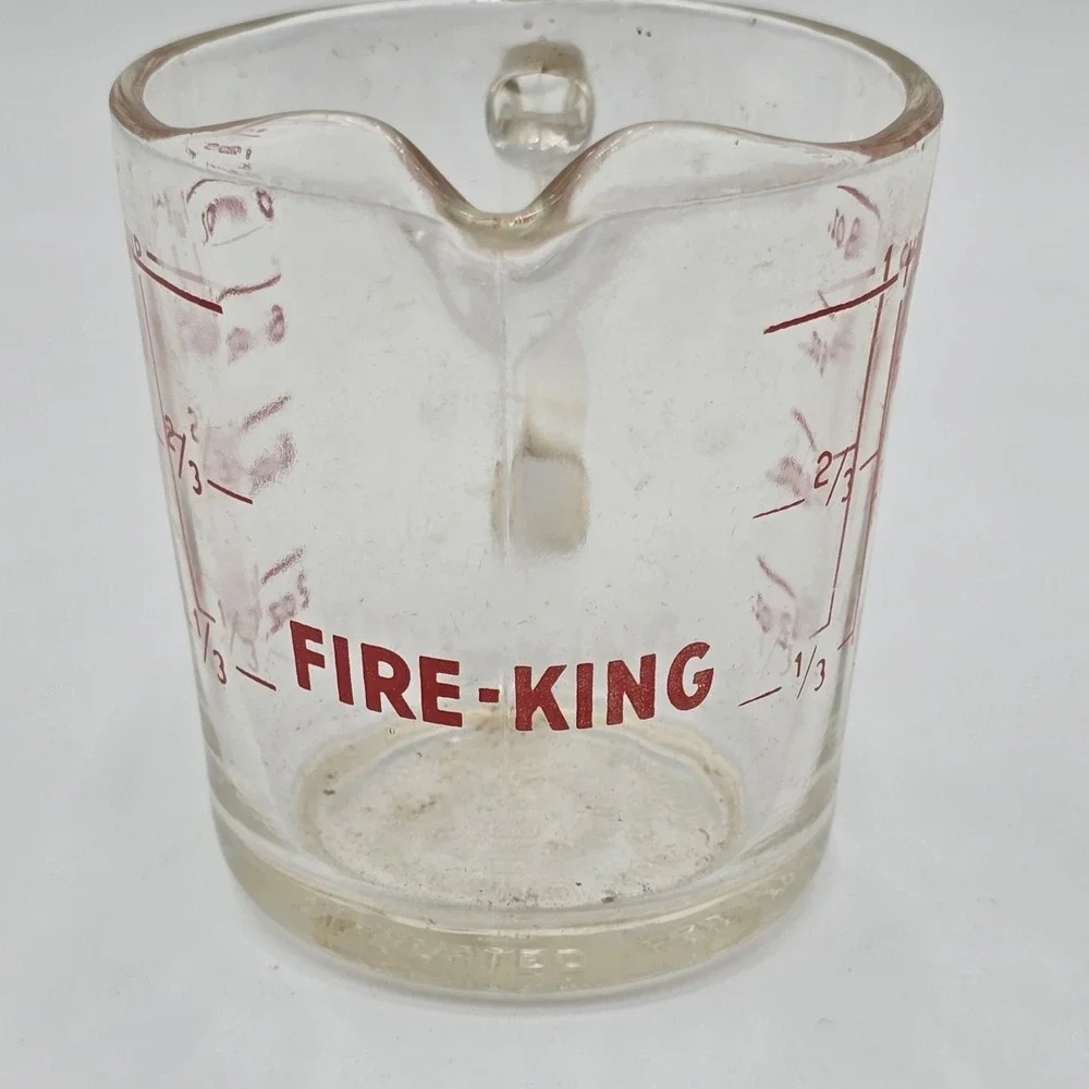 Vtg #496 Anchor Hocking Fire King Oven Basics 1 Cup Glass‎ Measuring Cup 8oz USA